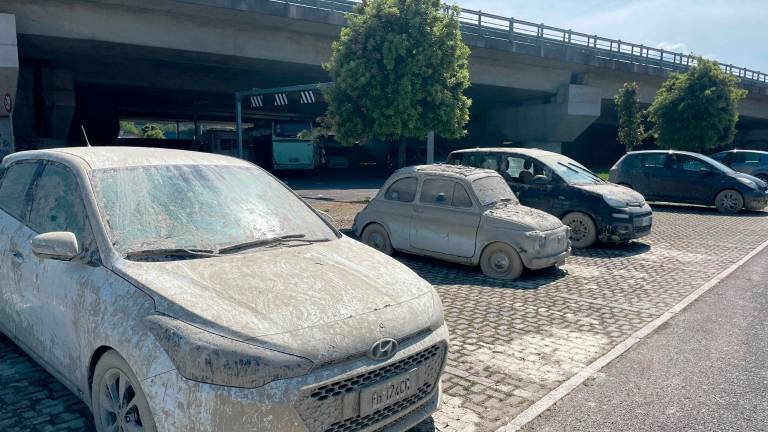 Alcune delle auto alluvionate che erano state portate al Montefiore