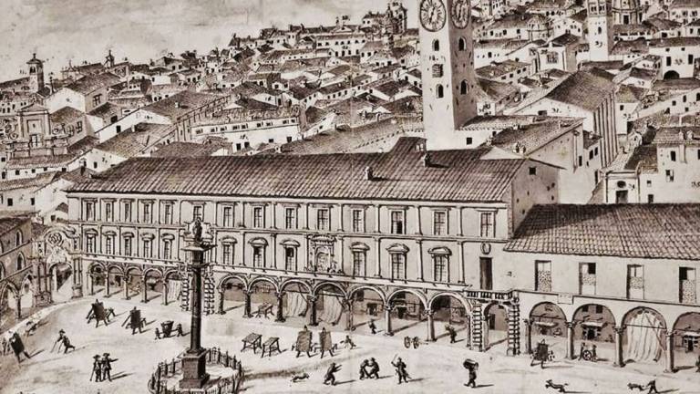 Piazza Aurelio Saffi di Forlì vista dai pittori