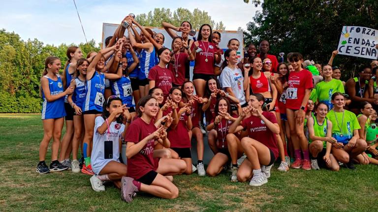 Il podio femminile dei Societari Ragazzi a Correggio