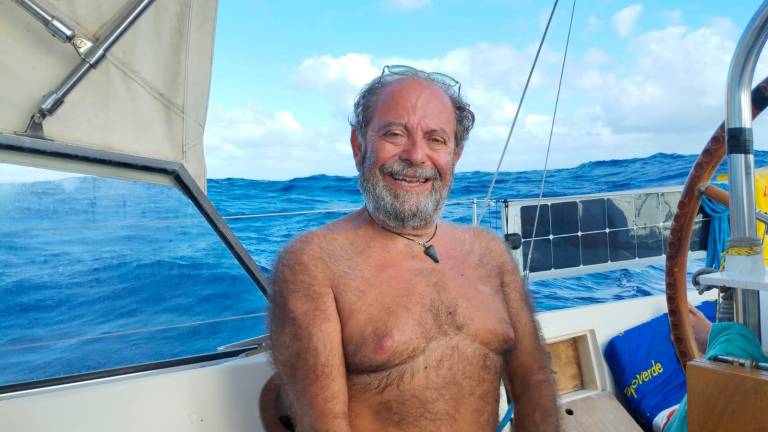 Mauro Gregorio durante la traversata atlantica