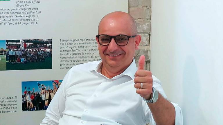 L’ex presidente biancorosso Alfredo Rota nella sala stampa dello stadio Romeo Neri foto DIEGO GASPERONI