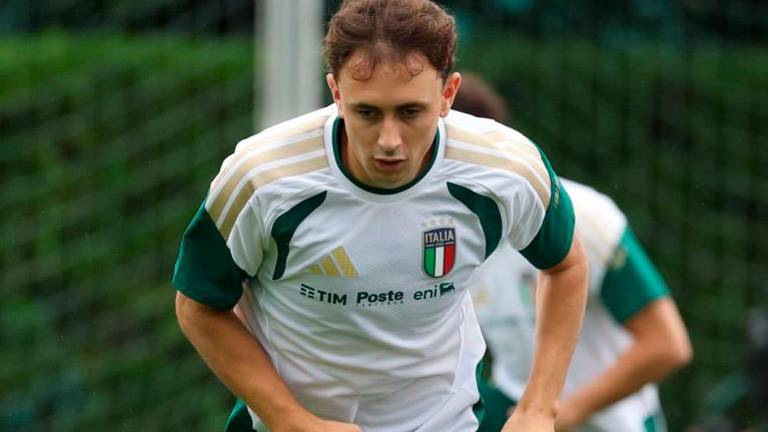Tommaso Berti in allenamento con la Nazionale maggiore (foto Figc.it)