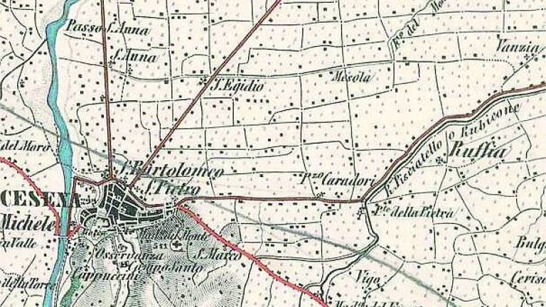Mappa militare asburgica porta il Rubicone a Cesena