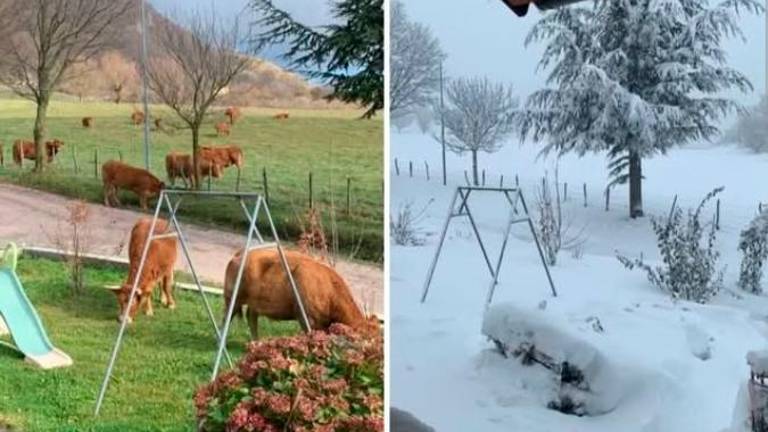 Il prima e dopo (tra venerdì e sabato) a Balze fotografato da Emilia Ridolfi per Emilia-Romagna Meteo