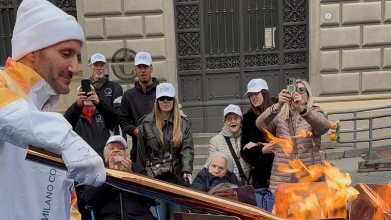 Ivan Lungarini il 3 marzo ha partecipato alla tappa bolognese della fiamma paralimpica