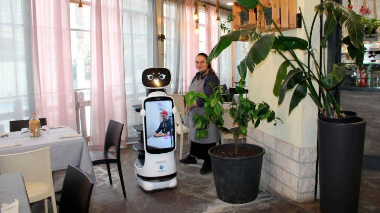 Gatteo Mare, il robot cameriere serve ai tavoli del ristorante e parla con i clienti