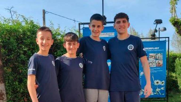 L’Under 14 B del Ct Massa Lombarda: Elia Naldi, Alessandro Teodorani, Noè Baldini ed il capitano Marco Medri