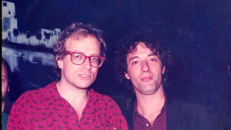 Riondino e Ghezzi a Bellaria, al Pjazza, nel 1989. Ghezzi indossa la camicia di Riondino