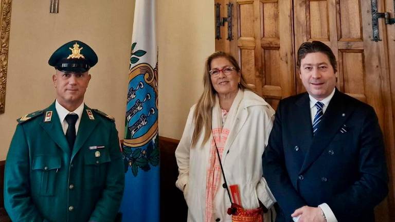 Romina Power con il Segretario di Stato per il Turismo Federico Pedini Amati