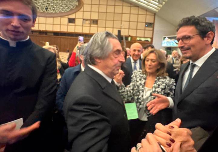 Il maestro Riccardo Muti con il sindaco di Ravenna Alessandro Barattoni