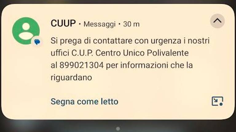 L’Ausl: attenzione alle truffe via Sms