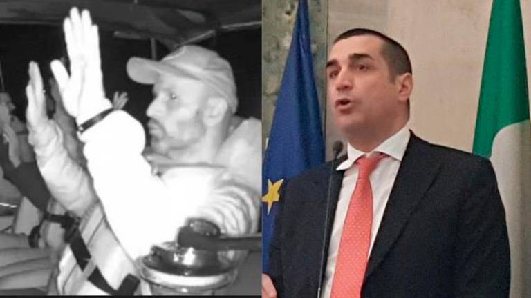 Il presidente della Regione Michele De Pascale e un’immagine di ieri sera da una imbarcazione della Global Sumud Flotilla