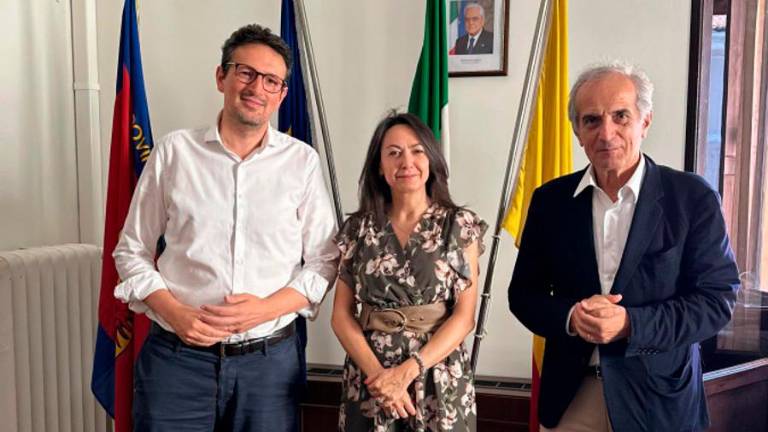 Da sinistra Alessandro Barattoni, l’assessora regionale Irene Priolo e Gian Luca Zattini