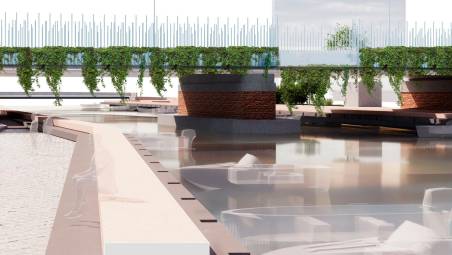 Il progetto del Boulevard Blu (sopra) e i lavori in piazza Marvelli