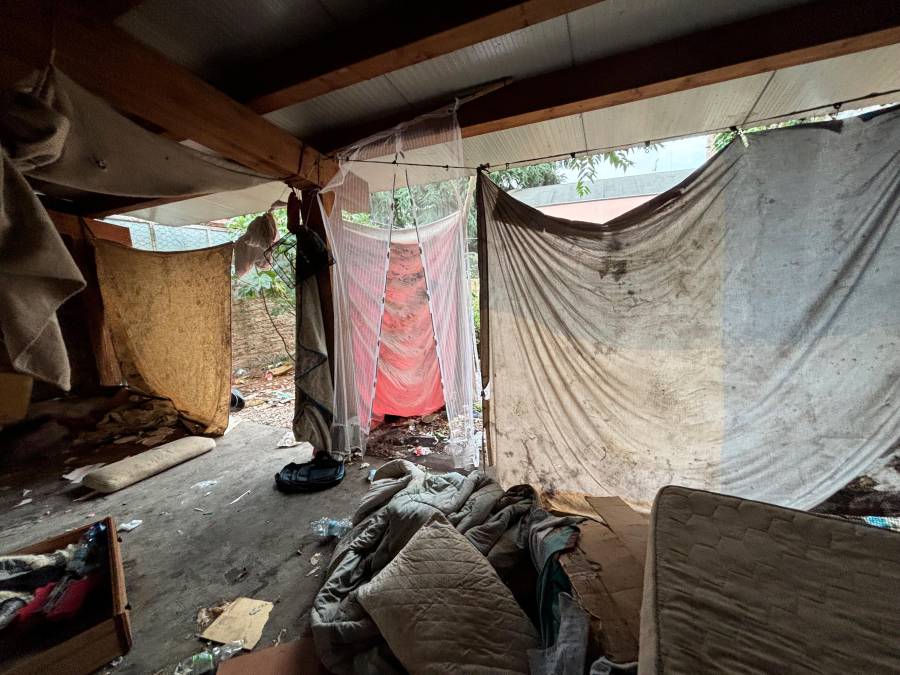 Il dormitorio improvvisato nell’area