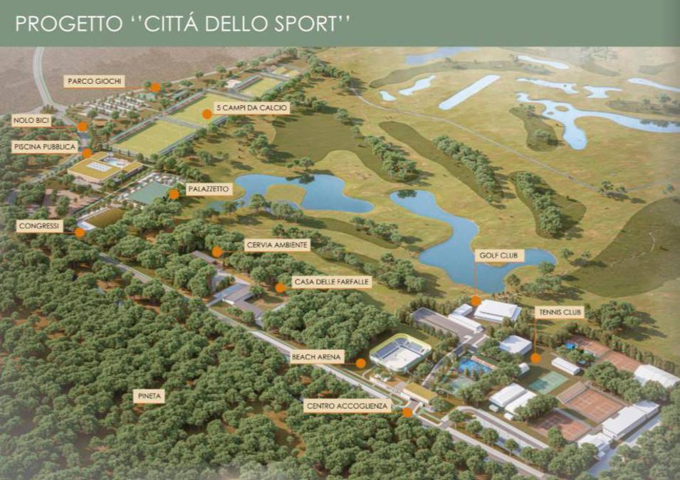 Il rendering del polo sportivo