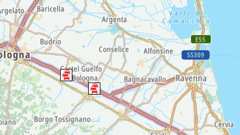 Traffico intenso sull'A14 a Castel San Pietro e tra Forlì e Cesena